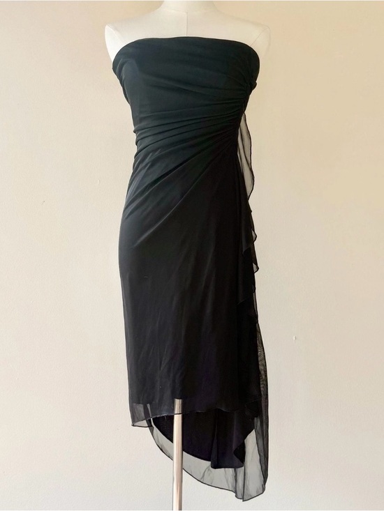City Triangles Dresses & Skirts - City Triangles vintage Strapless Black Draped Asymmetrical Cocktail Dress